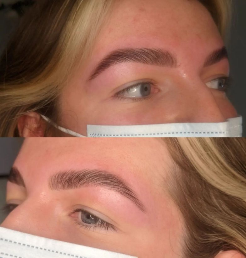 A client’s brows before and after